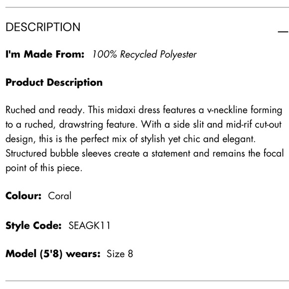 Another Girl coral drawstring cutout midi dress - Picture 4 of 5